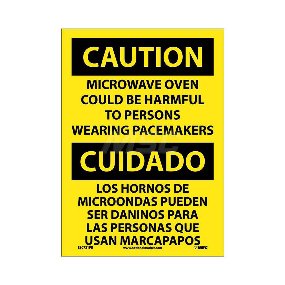 AccuformNMC Accident Prevention Sign Rectangle, CAUTION, " MICROWAVE OVEN COULD BE HARMFUL TO