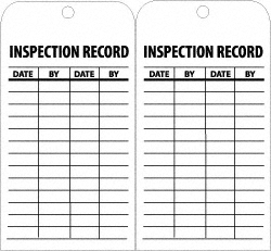 Inspection Tag: Rectangle, 3" High, 6" Wide, Unrippable Vinyl, "Danger" - Double Sided, English