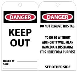 3 Length Black/Red on White DO NOT Operate Production Department Accident Prevention Tag NMC RPT63Danger 6 Height Unrippable Vinyl Pack of 25