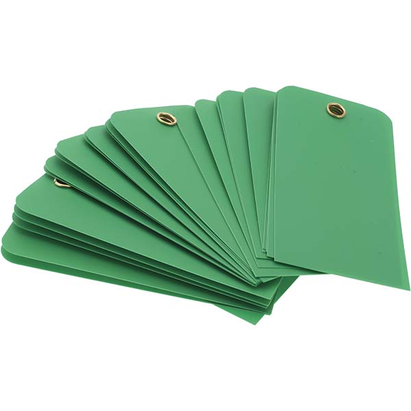 Blank Tag: Rectangle, 3" High, 6" Wide, Vinyl, "Blank" - 2 Sides, Green Unrippable Vinyl