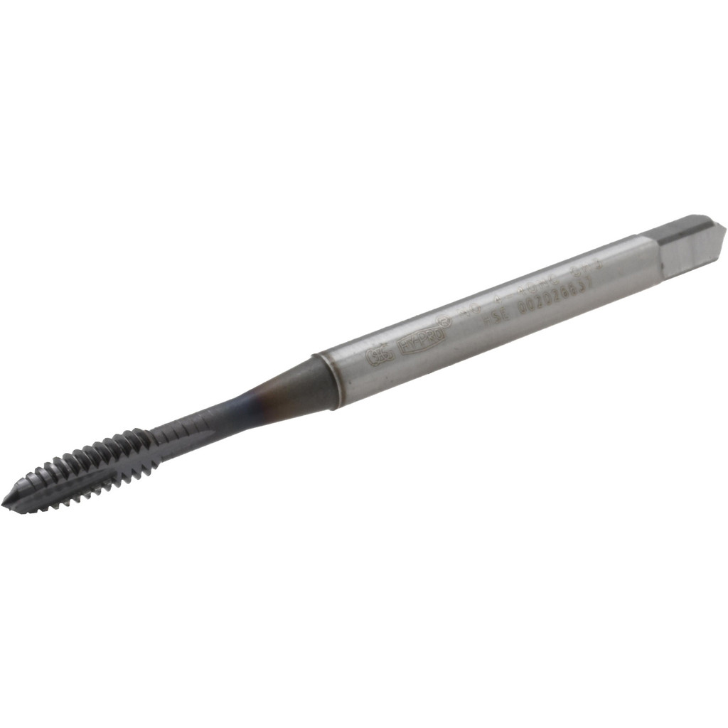 OSG | HY-PRO Spiral Point Tap: #4-40 UNC, 2 Flutes, Plug Chamfer, HSS-E Vanadium, TiCN Coated - 0.2950" Thread Length, 1.8700" OAL, Right Hand, H3
