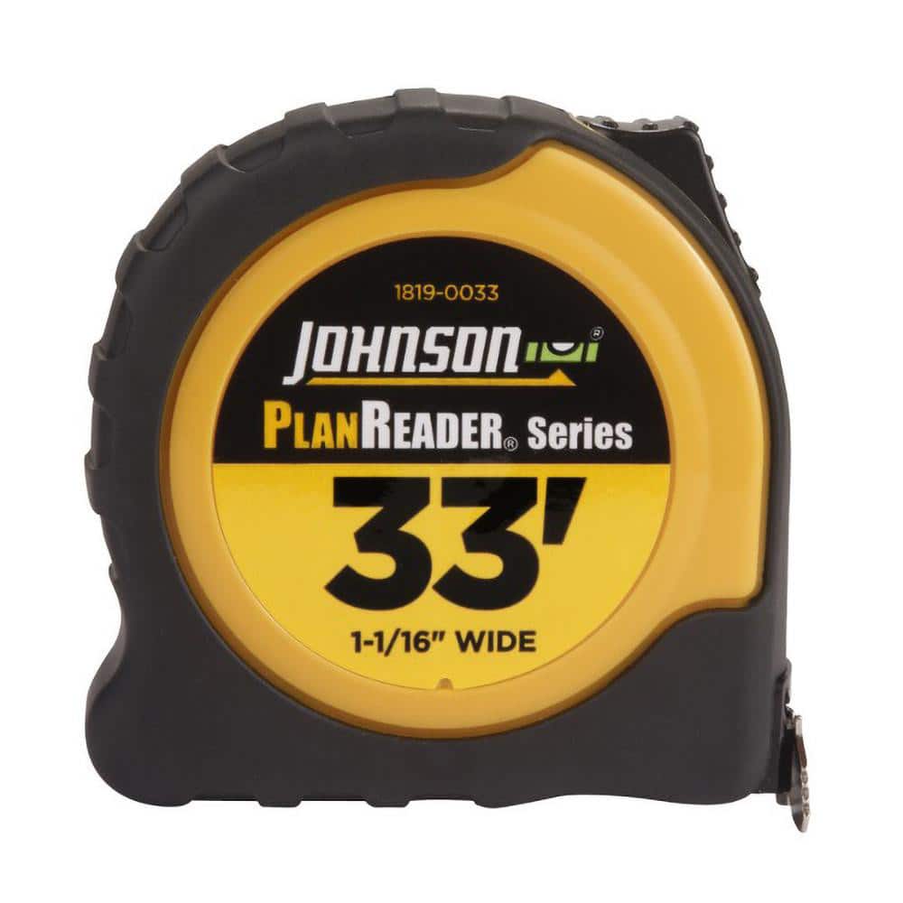Johnson Level & Tool 1819-0033 Tape Measure: 33 Long, 1-1/16" Width, Yellow Blade 