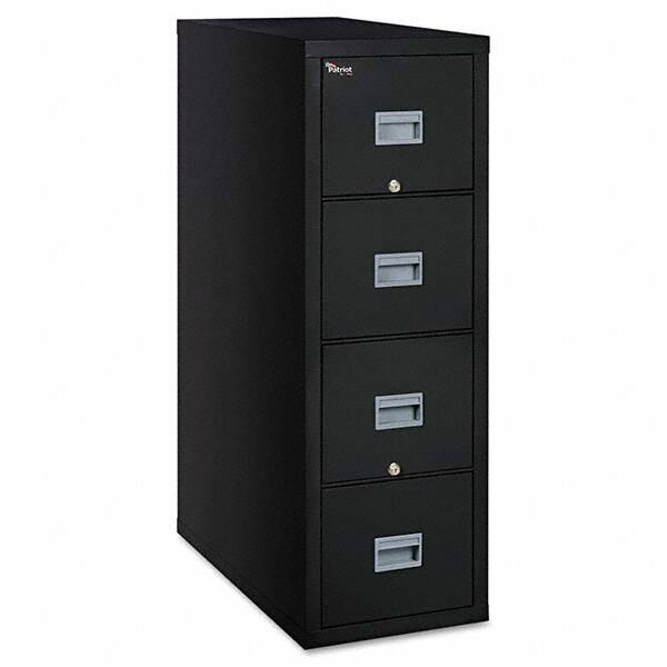 Pedestal File Cabinet: 4 Drawers, Steel, Black