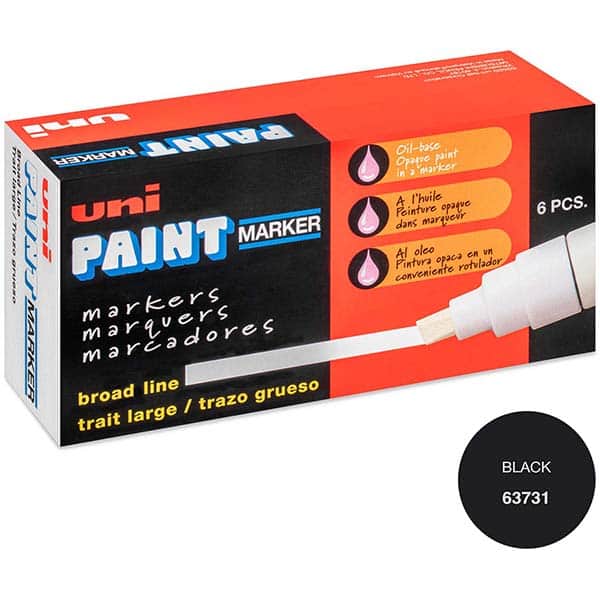 Paint Pen Marker: Black, Oil-Based, Broad Point