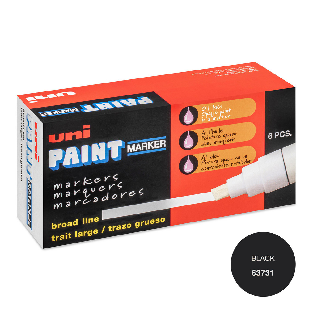 Paint Pen Marker: Black, Oil-Based, Broad Point