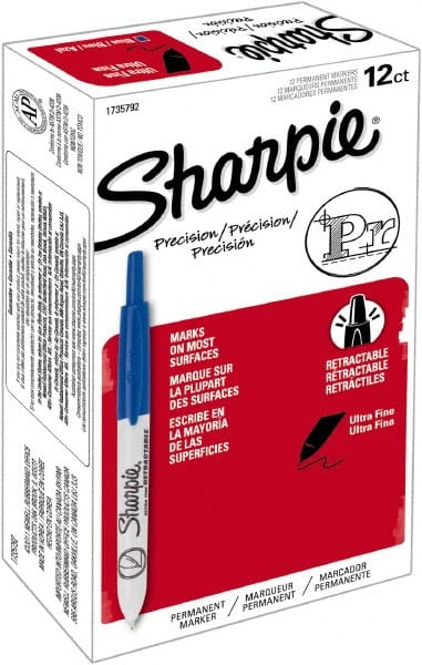 Sharpie - Permanent Marker: Blue, Alcohol-Based, Retractable Ultra