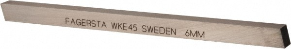 Tool Bit Blank: 6 mm Width, 6 mm Height, 1 mm OAL, WKE45, Cobalt, Square