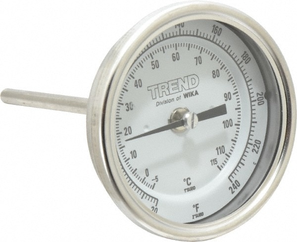 Wika 30040A007G4 Bimetal Dial Thermometer: 20 to 240 ° F, 4" Stem Length Image