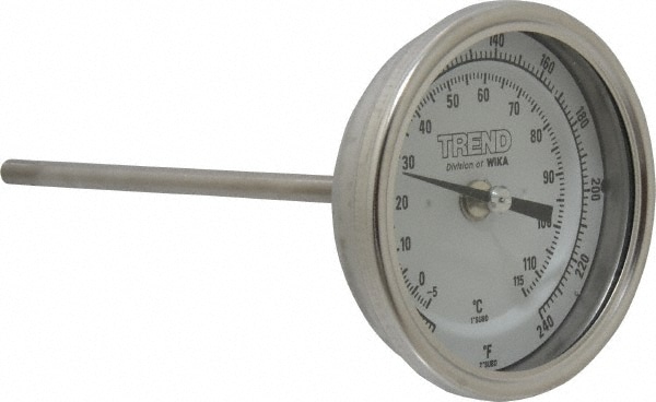 Wika 30060A007G4 Bimetal Dial Thermometer: 20 to 240 ° F, 6" Stem Length Image