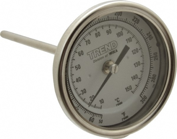 Wika 30060A008G4 Bimetal Dial Thermometer: 50 to 300 ° F, 6" Stem Length Image