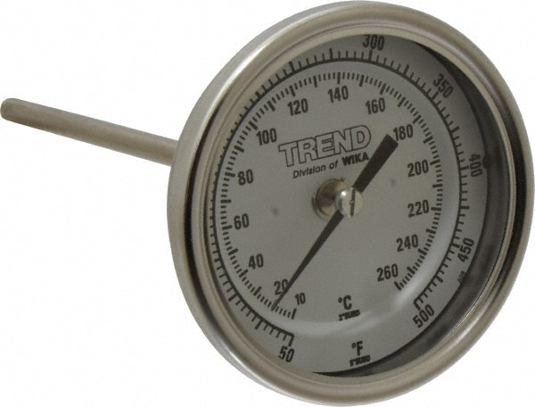 Wika 30060A010G4 Bimetal Dial Thermometer: 50 to 500 ° F, 6" Stem Length Image