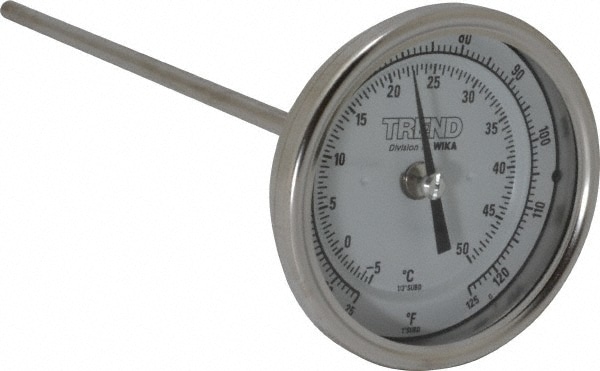 Wika 30090A003G4 Bimetal Dial Thermometer: 25 to 125 ° F, 9" Stem Length Image