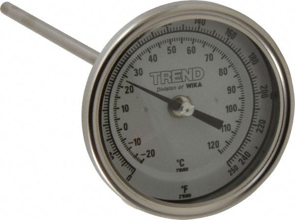 Wika 30090A006G4 Bimetal Dial Thermometer: 0 to 250 ° F, 9" Stem Length Image