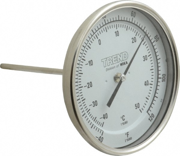 Wika 50060A002G4 Bimetal Dial Thermometer: -40 to 120 ° F, 6" Stem Length Image