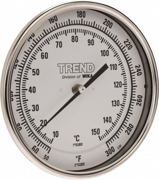 Wika 50060A008G4 Bimetal Dial Thermometer: 50 to 300 ° F, 6" Stem Length Image