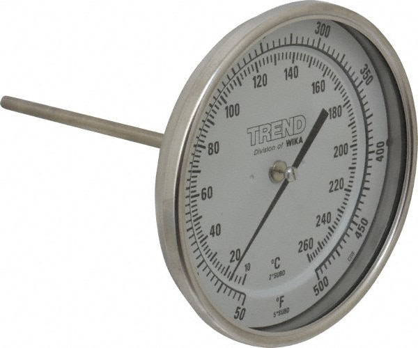 Wika 50060A010G4 Bimetal Dial Thermometer: 50 to 500 ° F, 6" Stem Length Image