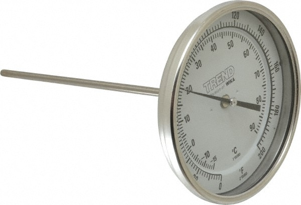 Wika 50090A005G4 Bimetal Dial Thermometer: 0 to 200 ° F, 9" Stem Length Image