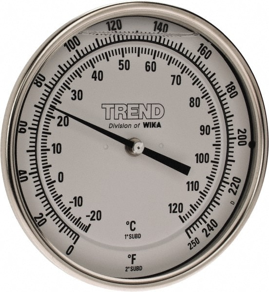 Wika 50025A006A4SF Bimetal Dial Thermometer: 0 to 250 ° F, 2-1/2" Stem Length Image