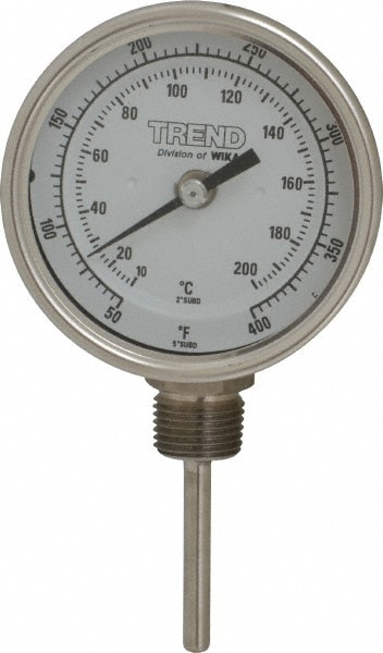 Wika 31025A009G4 Bimetal Dial Thermometer: 50 to 400 ° F, 2-1/2" Stem Length Image