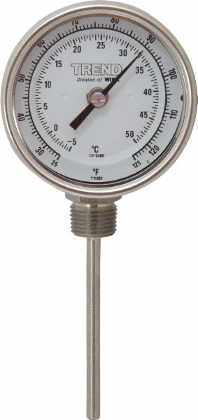 Wika 31040A003G4 Bimetal Dial Thermometer: 25 to 125 ° F, 4" Stem Length Image