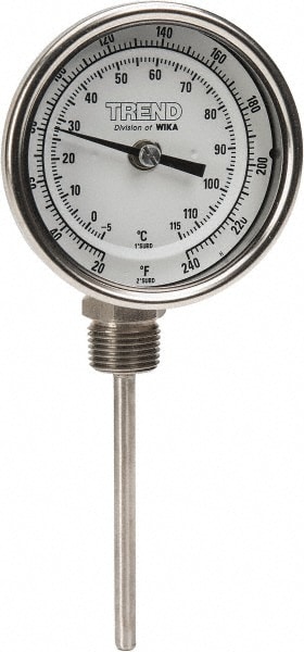 Wika 31040A007G4 Bimetal Dial Thermometer: 20 to 240 ° F, 4" Stem Length Image