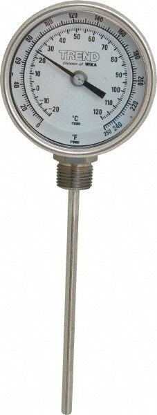 Wika 31060A006G4 Bimetal Dial Thermometer: 0 to 250 ° F, 6" Stem Length Image