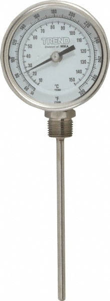 Wika 31060A008G4 Bimetal Dial Thermometer: 50 to 300 ° F, 6" Stem Length Image