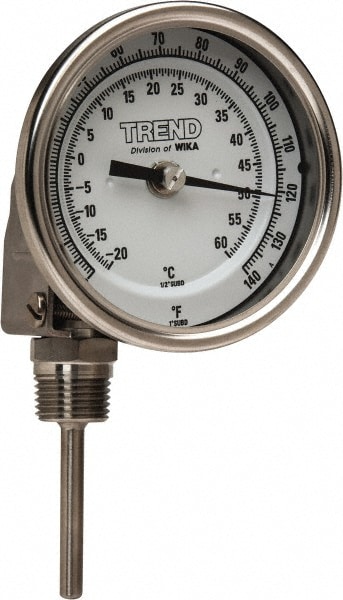 Wika 32025A004G4 Bimetal Dial Thermometer: 0 to 140 ° F, 2-1/2" Stem Length Image