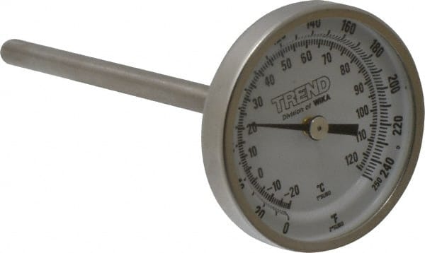 Wika 20040A006G2 Bimetal Dial Thermometer: 0 to 250 ° F, 4" Stem Length 