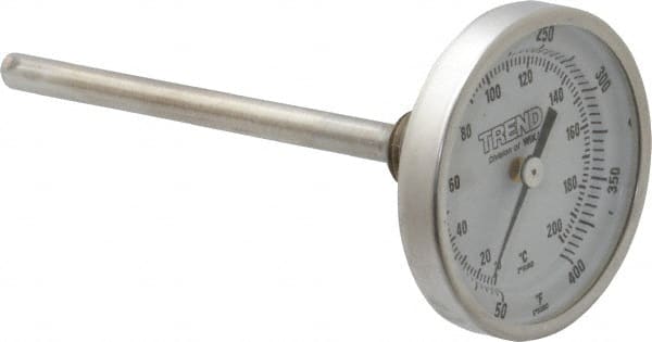 Wika 20040A009G2 Bimetal Dial Thermometer: 50 to 400 ° F, 4" Stem Length 