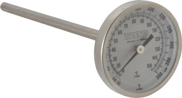 Wika 20060A008G2 Bimetal Dial Thermometer: 50 to 300 ° F, 6" Stem Length 