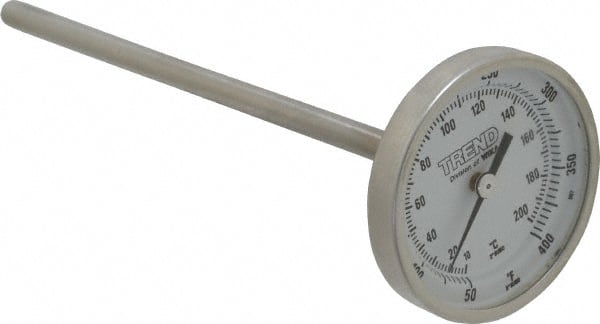 Wika 20060D009G2 Bimetal Dial Thermometer: 50 to 400 ° F, 6" Stem Length 