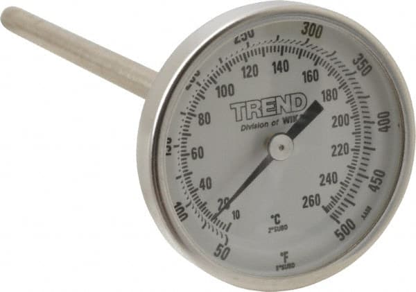 Wika 52822298 Bimetal Dial Thermometer: 50 to 500 ° F, 6" Stem Length 