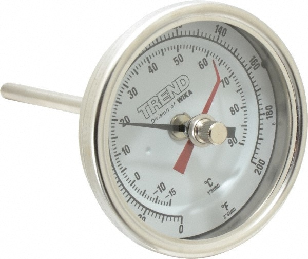 Wika 30040A005G4MM Bimetal Dial Thermometer: 0 to 200 ° F, 4" Stem Length Image