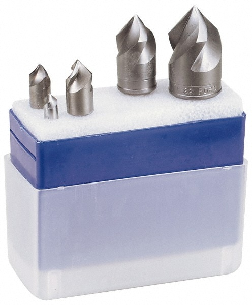 M.A. Ford. 92500001 Countersink Set: 5 Pc, 1/4 to 1" Head Dia, 3 Flute, 60 ° Included Angle Image