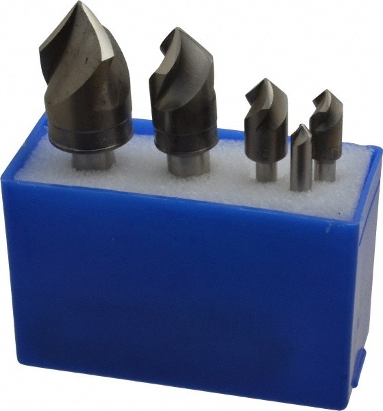 M.A. Ford. 92500002 Countersink Set: 5 Pc, 1/4 to 1" Head Dia, 3 Flute, 82 ° Included Angle Image