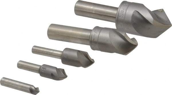 M.A. Ford. 92500003 Countersink Set: 5 Pc, 1/4 to 1" Head Dia, 3 Flute, 90 ° Included Angle Image