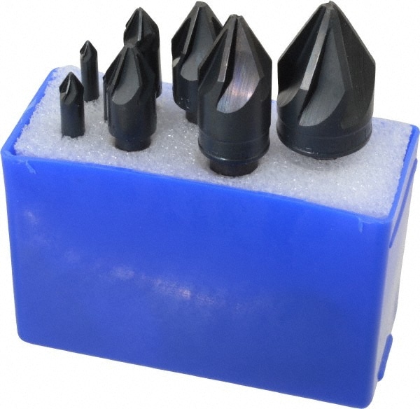 M.A. Ford. 79800001 Countersink Set: 8 Pc, 1/8 to 1" Head Dia, 6 Flute, 60 ° Included Angle Image