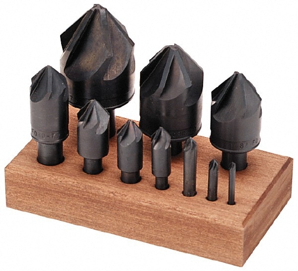 M.A. Ford. MAM30090H Countersink Set: 10 Pc, 1/8 to 1-1/2" Head Dia, 6 Flute, 90 ° Included Angle Image