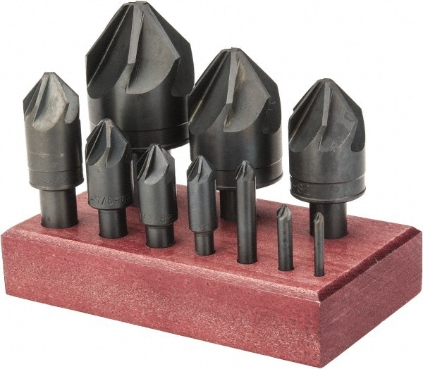 M.A. Ford. MAM30082J Countersink Set: 10 Pc, 1/8 to 1-1/2" Head Dia, 6 Flute, 82 ° Included Angle Image