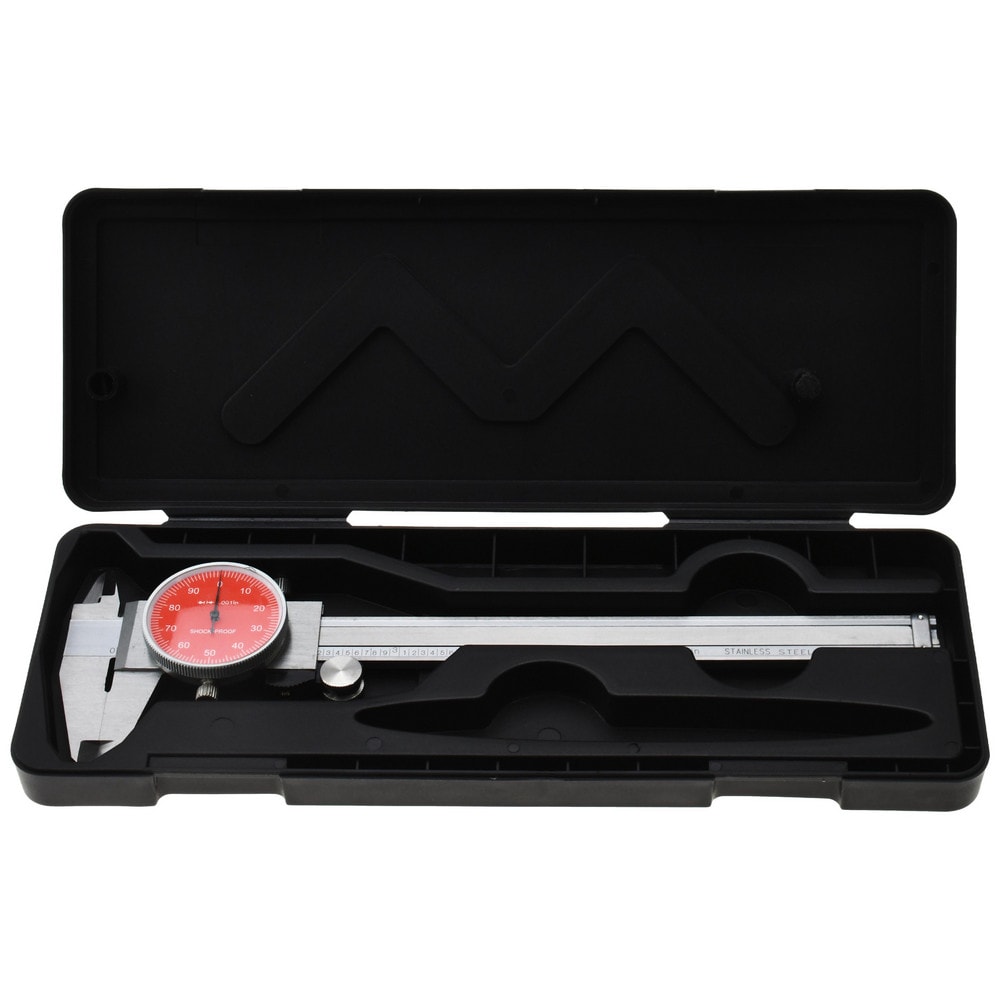 Dial Caliper: 6'' Range, 0.001'' Graduation, 0.1'' per Revolution