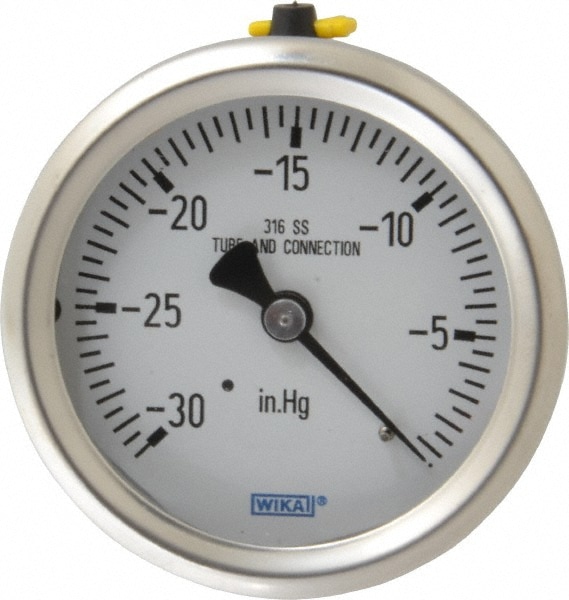 Wika 9768394 Pressure Gauge: 2-1/2" Dial, 0 to 30 psi, 1/4" Thread, NPT, Center Back Mount Image