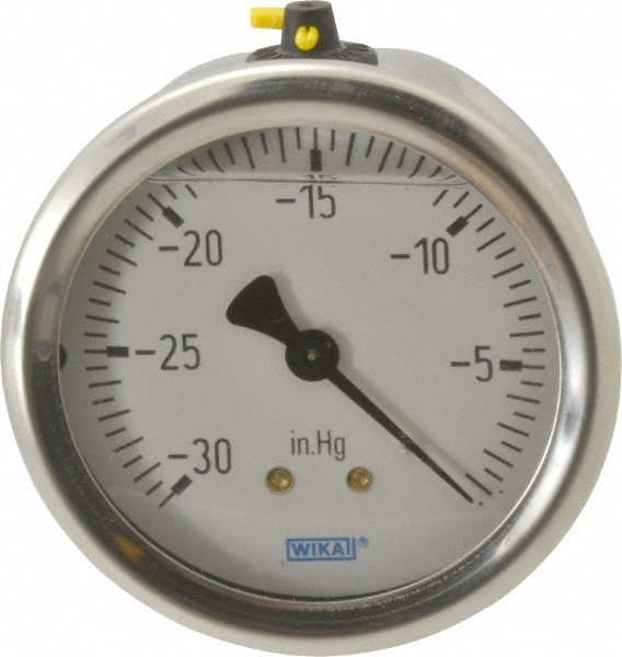 Wika 9767185 Pressure Gauge: 2-1/2" Dial, 0 to 30 psi, 1/4" Thread, NPT, Center Back Mount Image