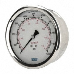 Wika 9694361 Pressure Gauge: 4" Dial, 0 to 10,000 psi, 1/4" Thread, NPT, Lower Mount Image