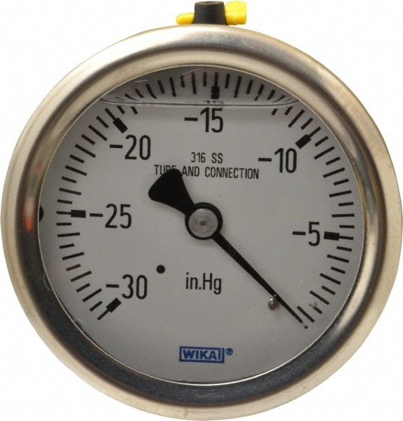 Wika 9833310 Pressure Gauge: 2-1/2" Dial, 0 to 30 psi, 1/4" Thread, NPT, Center Back Mount Image