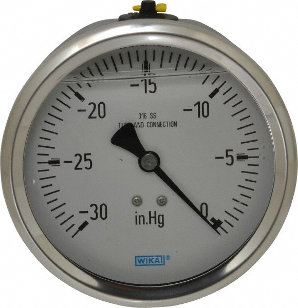 Wika 9831504 Pressure Gauge: 4" Dial, 0 to 30 psi, 1/2" Thread, NPT, Lower Mount Image