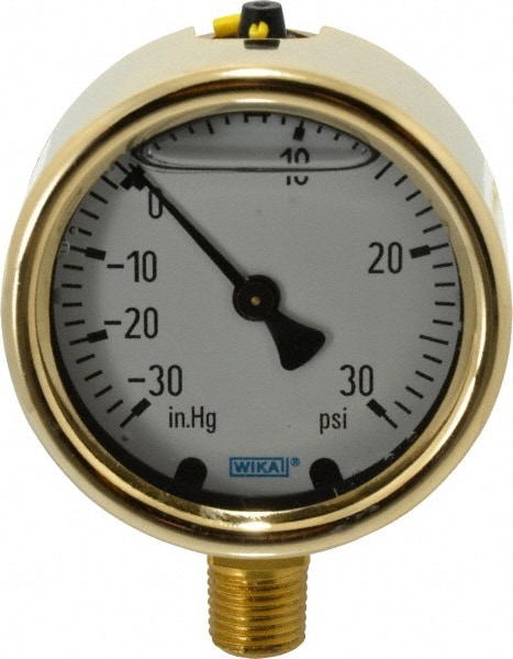 Wika 9318020 Pressure Gauge: 2-1/2" Dial, 15 psi, 1/4" Thread, Lower Mount Image