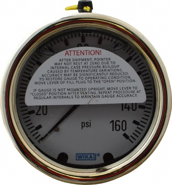 Wika 9318186 Pressure Gauge: 2-1/2" Dial, 0 to 160 psi, 1/4" Thread, NPT, Back Mount Image