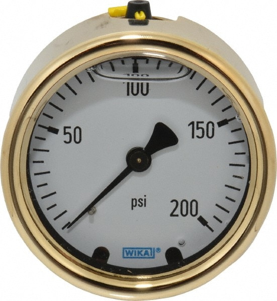 Wika 9318194 Pressure Gauge: 2-1/2" Dial, 0 to 200 psi, 1/4" Thread, NPT, Back Mount Image