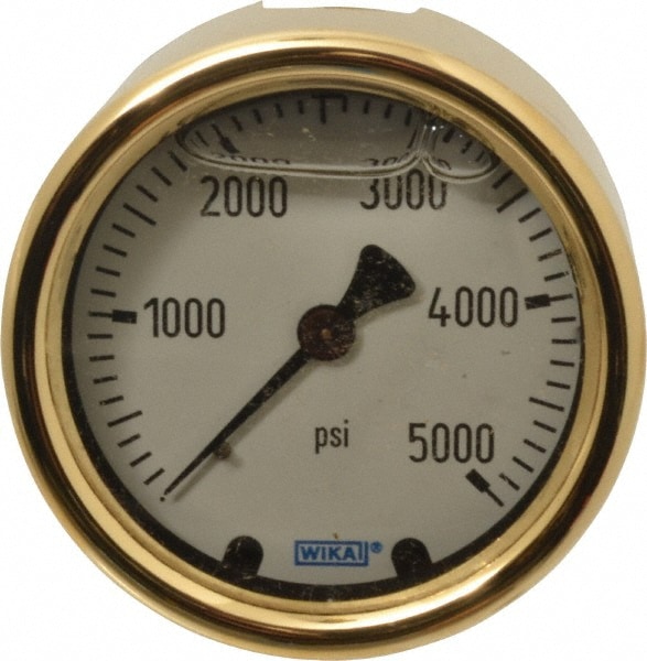 Wika 9318283 Pressure Gauge: 2-1/2" Dial, 0 to 5,000 psi, 1/4" Thread, NPT, Back Mount Image